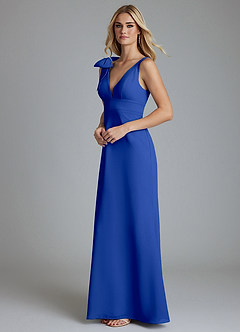Azazie Taro Bridesmaid Dresses Royal Blue Sheath Bow Chiffon Dress image5
