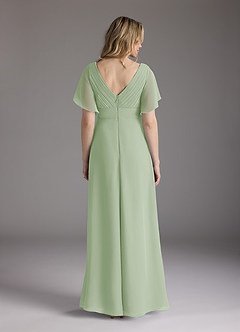 Azazie Alessa Mother of the Bride Dresses Dusty Sage A-Line V-Neck Pleated Chiffon Dress image11