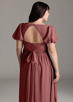 Azazie Madisynn Maternity Bridesmaid Dresses Bow Chiffon Floor-Length Dress image10