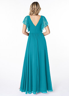 Azazie Zella Bridesmaid Dresses Jade A-Line Lace Chiffon Dress image2