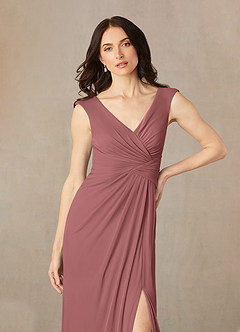 Azazie Andi Mother of the Bride Dresses Desert Rose A-Line Pleated Mesh Dress image4