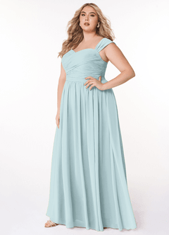 Azazie Zapheira Bridesmaid Dresses Mist A-Line Ruched Chiffon Dress image7