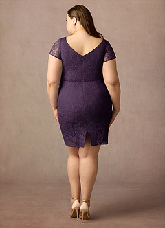 Azazie Lucilia Final Sale Plum Sheath Lace Dress image8