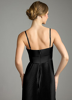Azazie Akiko Bridesmaid Dresses Black A-Line Sweetheart Neckline Stretch Satin Dress image6
