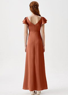 Azazie Omari Junior Cedar Rose A-Line Pleated Stretch Satin Dress image7
