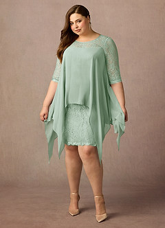 Azazie Flo Mother of the Bride Dresses Agave A-Line Lace Chiffon Dress image5