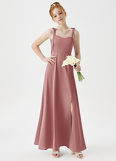 Azazie Rosey Junior Dusty Rose A-Line Sweetheart Neckline Stretch Satin Dress image3
