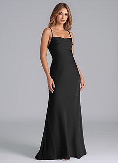 Azazie Seema Brudtärnklänningar Klä av Sjöjungfru i Stretch Satin Korsett Svart image1