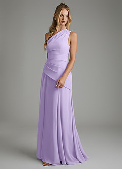 Azazie Holly Robes de demoiselle d'honneur Robe Trapèze en Mousseline de soie Corset Lilas image5