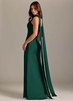 Azazie Kinsley Bridesmaid Dresses Emerald Mermaid Side Slit Stretch Satin Dress image6