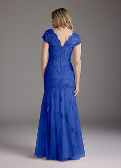 Azazie Marbella vestidos de madre de la novia Vestido de Azul Real de Encaje de Sirena con Reina Ana Lentejuelas image7