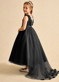 Azazie Lorita Abiti da Ragazza di Fiori Abito A-Line in Tulle Perline Nero image3