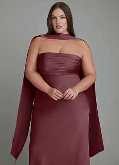 Azazie Saylor Vestidos de damas de honor Vestido Sangrado de Satén Elástico de Corte Sirena con Palabra de honor image18
