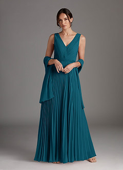 Azazie Kris Mother of the Bride Dresses Ink Blue A-Line Sequins Chiffon Dress image1