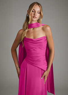 Azazie Gabriela Brautjungfernkleider A-Linie Korsett Stretch-Satin Kleid Fuchsia image5