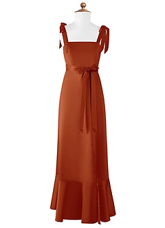 Azazie Barbara Junior Paprika A-Line Bow Matte Satin Dress image6