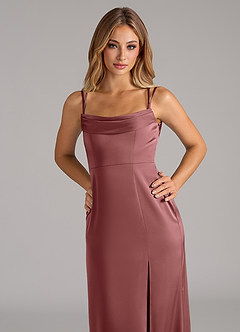 Azazie Callan Bridesmaid Dresses Amethyst A-Line Pleated Stretch Satin Convertible Dress image7