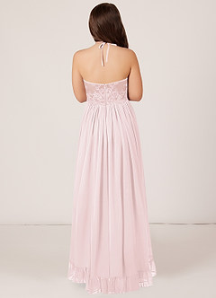 Azazie Sarafina Junior Blushing Pink A-Line Lace Chiffon Dress image2