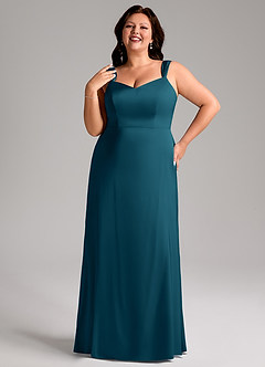 Azazie Denice Robes de demoiselle d'honneur Robe Fourreau en Satin extensible Plissée Bleu Encre image10
