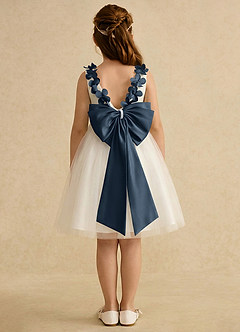 Azazie Lona Flower Girl Dresses Ivory Neptune A-Line Bow Matte Satin Dress image2