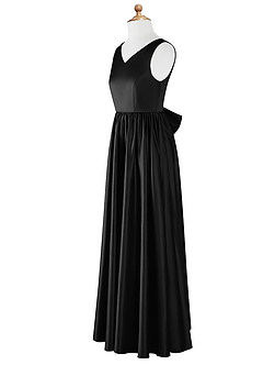 Azazie Hathaway Junior Black A-Line Bow Matte Satin Dress image11