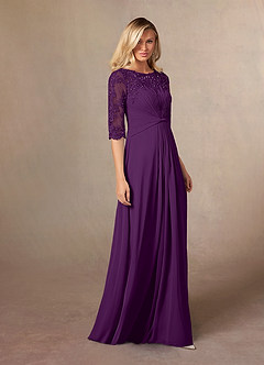 Azazie Zinnia Mother of the Bride Dresses Grape A-Line Sequins Chiffon Dress image3