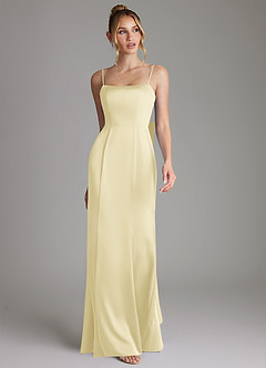Azazie Zherra Bridesmaid Dresses Lemon Sorbet Mermaid Bow Stretch Satin Dress image4