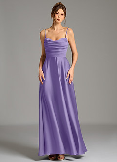 Azazie Ayla Bridesmaid Dresses Tahiti A-Line Corset Stretch Satin Dress image5