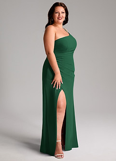 Azazie Eren Brautjungfernkleider Etui One-Shoulder Chiffon Kleid Dunkelgrün image12