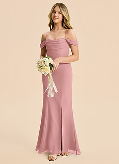Azazie Nira Junior Dusty Rose Mermaid Ruched Chiffon Dress image5