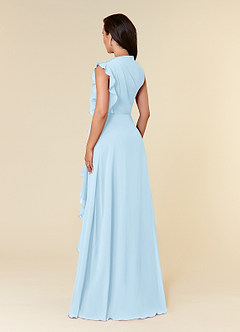 Azazie Narine vestidos de madre de la novia Vestido de Azul Cielo de Gasa de Corte En A con Cuello alto plisado image5
