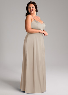 Azazie Mei Bridesmaid Dresses Frost A-Line V-Neck Stretch Satin Dress image9