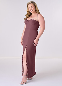 Barbie ♥ Azazie Bridesmaid Dresses Sangria Sheath Corset Chiffon Dress image9