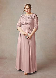 Azazie Lucianna Mother of the Bride Dresses Dusty Rose A-Line Lace Dress image9