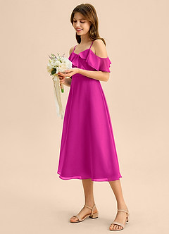 Azazie Kamilla Junior Klä av A-Line i Chiffong Av axeln image3