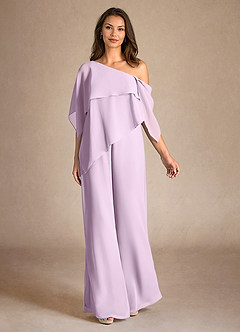 Azazie Halima Mother of the Bride Dresses Frosted Lilac Jumpsuit/Pantsuit Side Slit Chiffon Dress image4