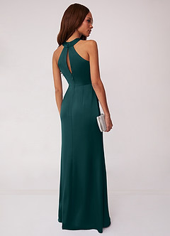 Barbie ♥ Azazie Bridesmaid Dresses Pine Sheath Stretch Satin Dress image2