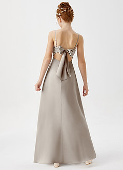 Azazie Shale Junior Silver A-Line Stretch Satin Dress image6