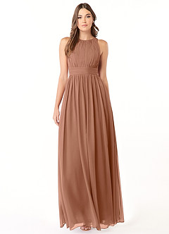 Azazie Luz Bridesmaid Dresses Bronzer A-Line Lace Chiffon Dress image1