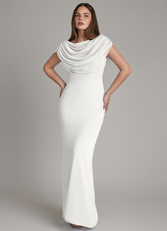 Azazie Hadley Bridesmaid Dresses White Mermaid Pleated Chiffon Dress image10
