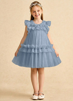 Azazie Veya Flower Girl Klänningar Klä A-Line i Tyll Paljetter image3