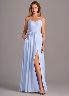 Azazie Joni At-home Try On Dresses Agave A-Line Strapless Chiffon Convertible Dress image4