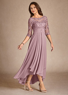 Azazie Marietta Mother of the Bride Dresses Dusty Rose A-Line Lace Dress image2