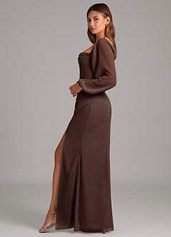 Azazie Brixley Bridesmaid Dresses Ganache Mermaid Long Sleeve Chiffon Dress image3
