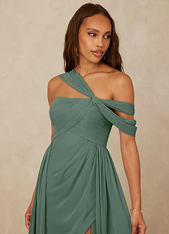 Christian Siriano Bridal for Azazie 1014 Bridesmaid Dresses Eucalyptus A-Line Off the Shoulder Chiffon Dress image7