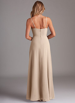 Azazie Breonna Final Sale Taupe A-Line Sweetheart Neckline Chiffon Dress image2