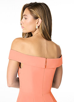 Azazie Lecia Vestidos de damas de honor Vestido de Atardecer de Gasa de Imperio Convertible con Plisado fuera del hombro image7