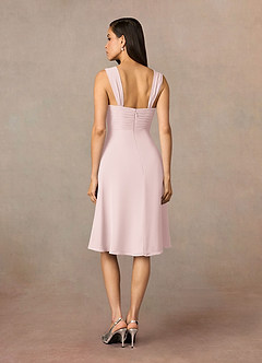 Azazie Olivia Mother of the Bride Dresses Blushing Pink A-Line Square Neckline Pleated Chiffon Dress image5