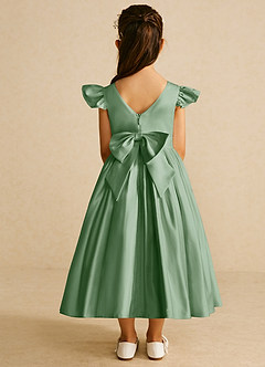 Azazie Violeta Flower Girl Dresses Matcha Ball-Gown Bow Matte Satin Dress image2