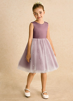 Azazie Esme Robe Demoiselle D'honneur Fillette Robe Princesse en Tulle Arc Mauve Vintage image7